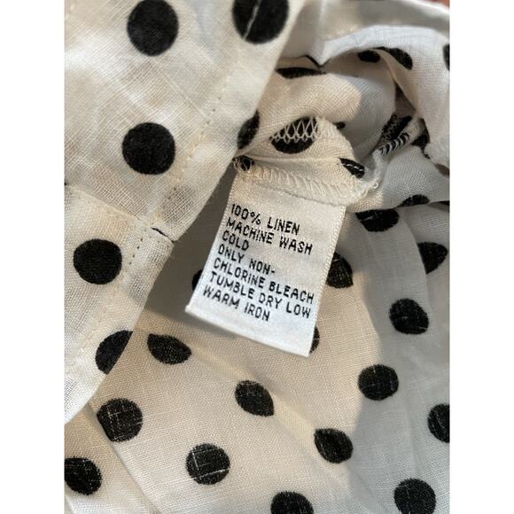Talbots White Black Polka Dot 100% Linen Button Up Shirt Size 22W Old Money - Picture 8 of 10